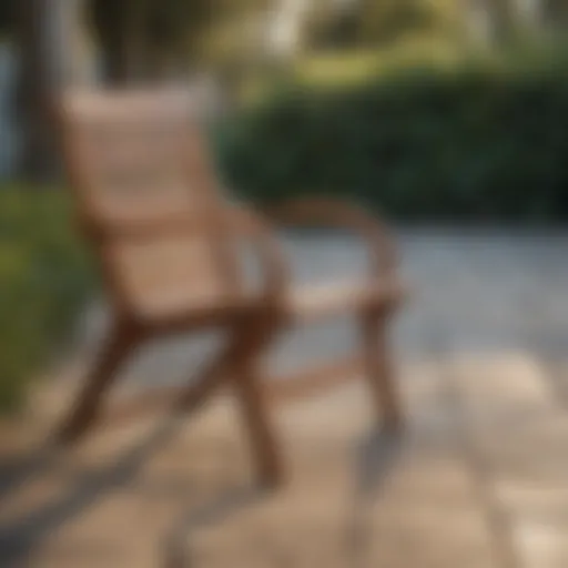 Elegant acacia wood patio chair in a serene outdoor setting