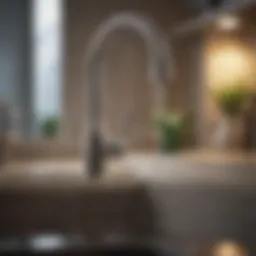 Close-up of a kitchen faucet showing a leak