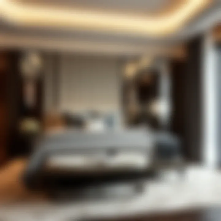 Luxurious bed with plush bedding and elegant design