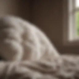 Close-up view of a fluffy down pillow