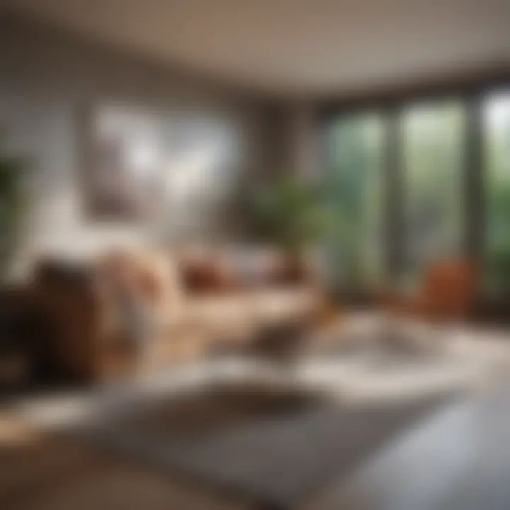 Cozy seating area created in a long living room