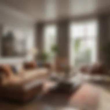 Focal Points Visualization in Long Living Room Visualization of focal points in a long living room