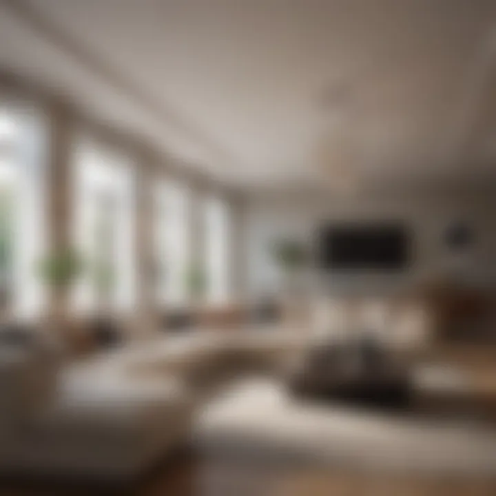 Functional zone arrangement within a long living room