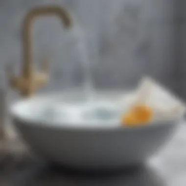 Gentle detergent poured into a basin of water