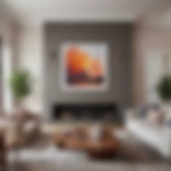 Elegant art display above a doorway in a modern living room