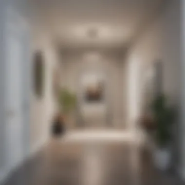 Minimalist Art Installation in Entryway Stylish minimalist art installation above an entryway