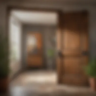Abstract Art Complementing Rustic Doorway Vibrant abstract art complementing a rustic doorway