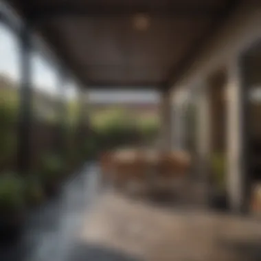 Functional layout of a covered patio space