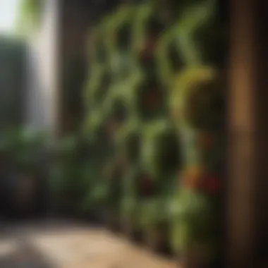 Vertical garden with vibrant plants in a small yard