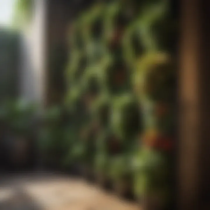 Vertical garden with vibrant plants in a small yard
