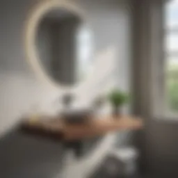 Elegant floating shelf above a modern bathroom sink