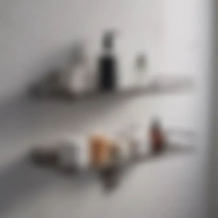 Minimalist metal shelf showcasing bathroom essentials