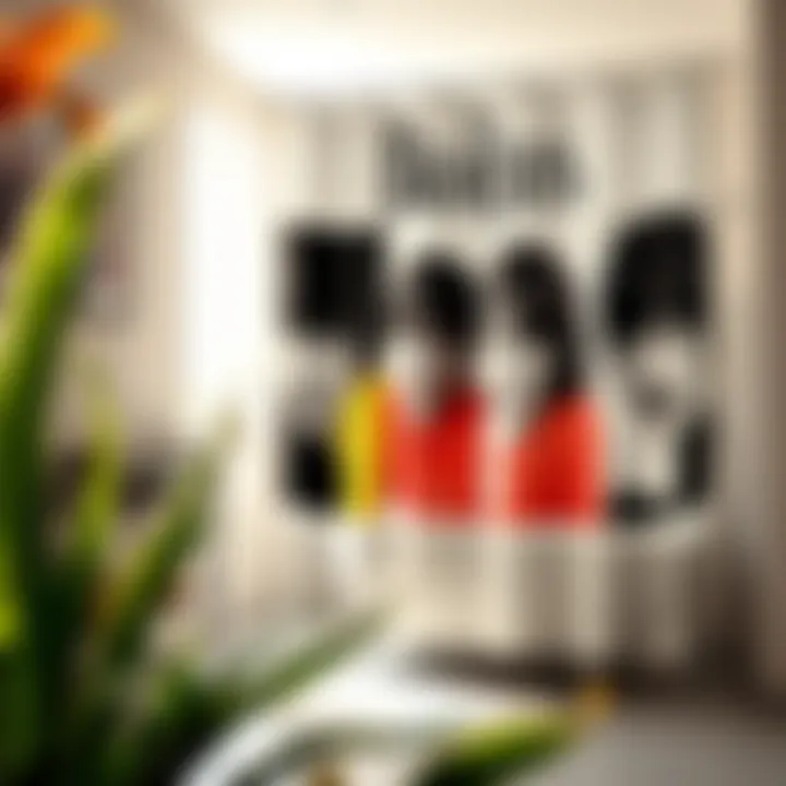 Beatles-themed shower curtain featuring iconic images