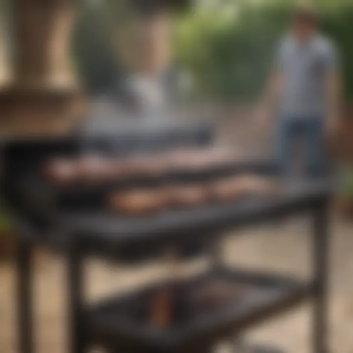 Efficient barbeque grill in action during a cookout