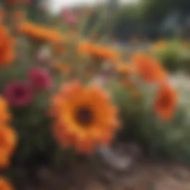 A variety of drought-tolerant flowers in full bloom