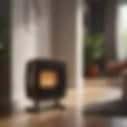 Compact electric heater in a stylish living room