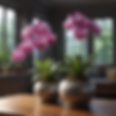 Vibrant Indoor Orchids Vibrant indoor orchids in a well-lit living room.