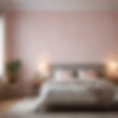 Cozy bedroom adorned with peel and stick wallpaper in soft pastel colors