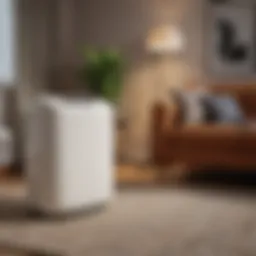 Compact dehumidifier in a stylish living room