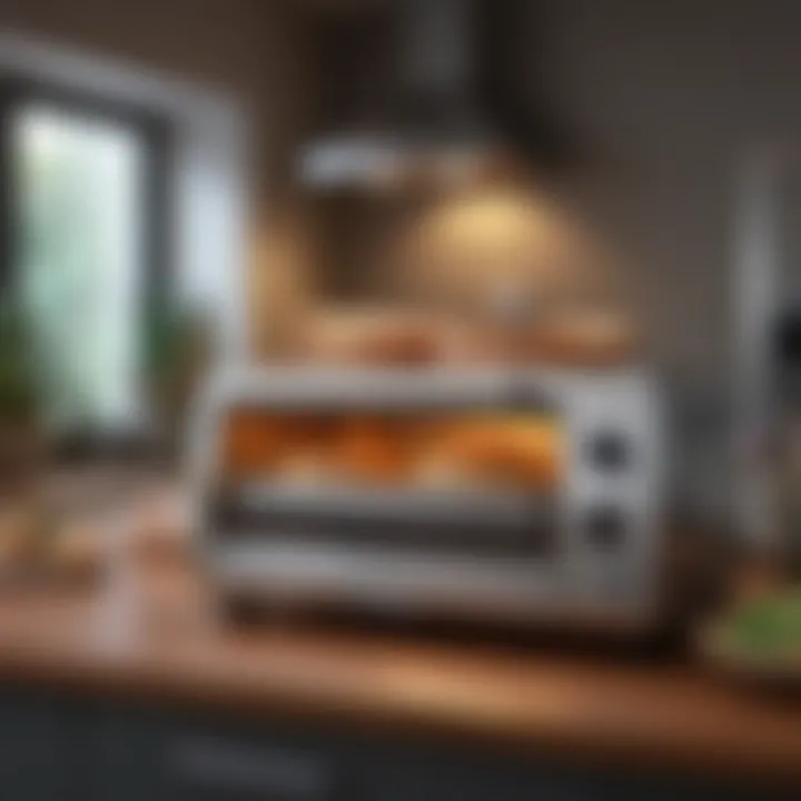 Toaster oven efficiently utilizing limited counter space