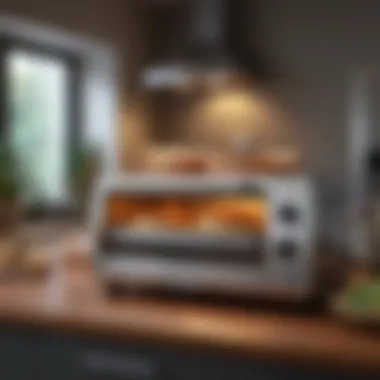 Efficient Use of Counter Space Toaster oven efficiently utilizing limited counter space