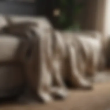 Natural linen fabric draping elegantly on a sofa