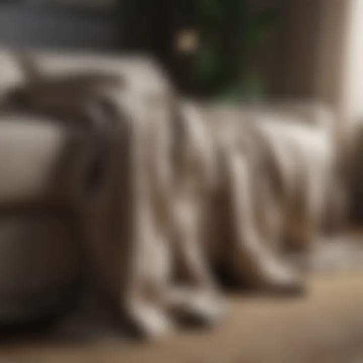 Natural linen fabric draping elegantly on a sofa