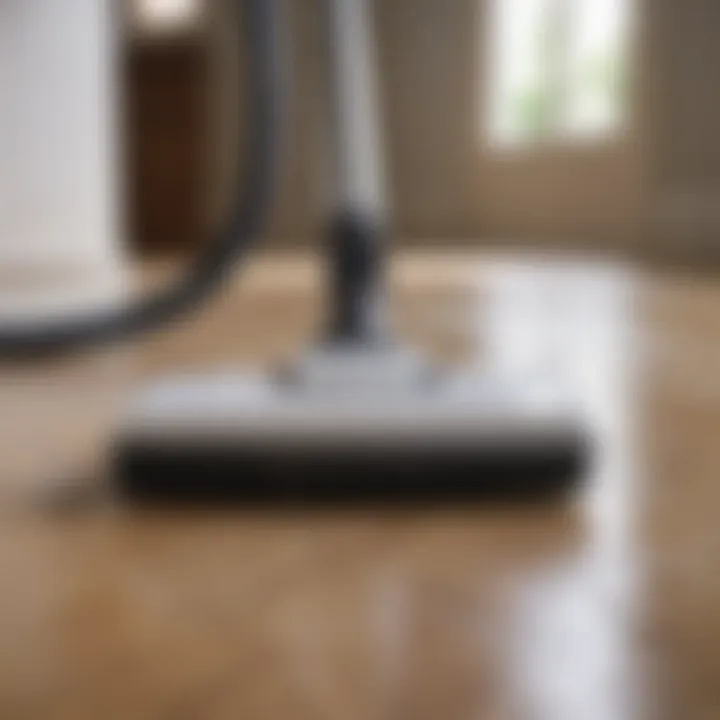 Vacuum cleaner gliding over vinyl flooring with ease