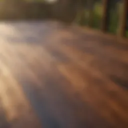 Beautifully stained wooden deck reflecting sunlight