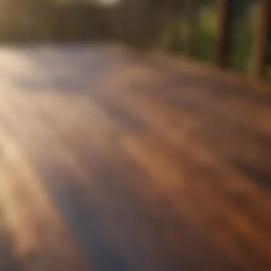 Beautifully stained wooden deck reflecting sunlight