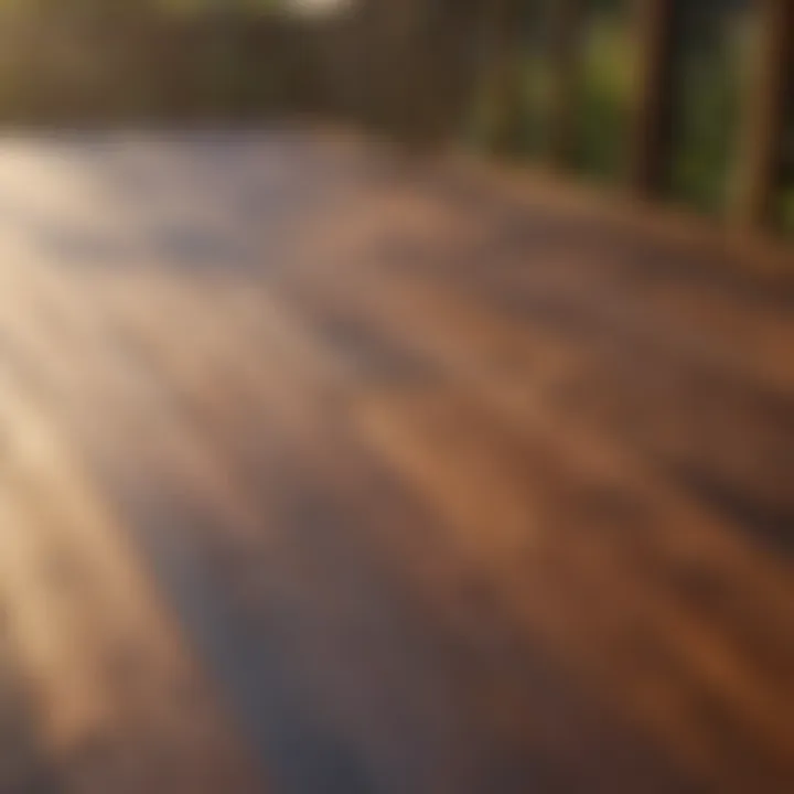 Beautifully stained wooden deck reflecting sunlight