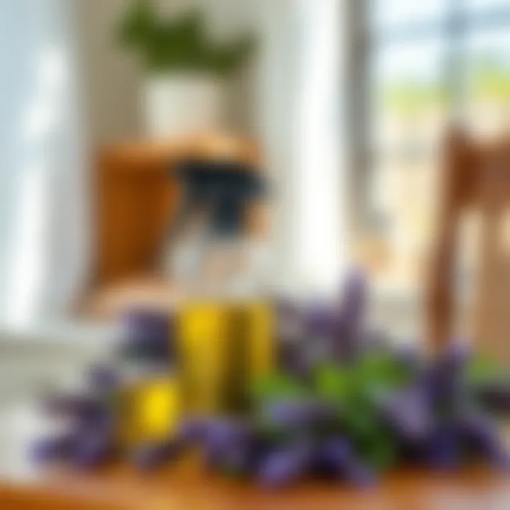 DIY lavender spray ingredients neatly arranged