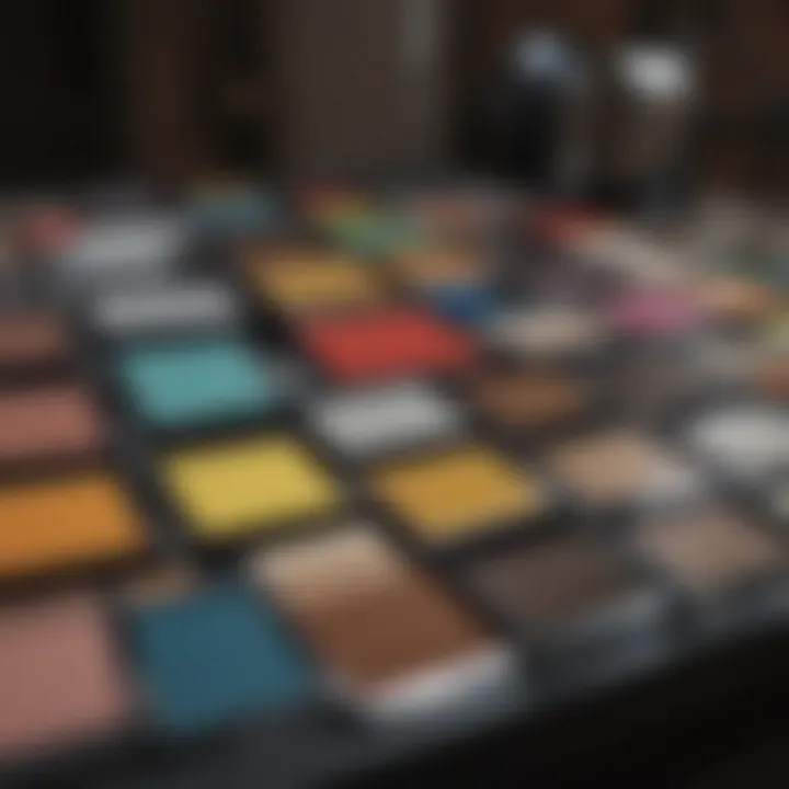 Color swatches showcasing various shades and textures