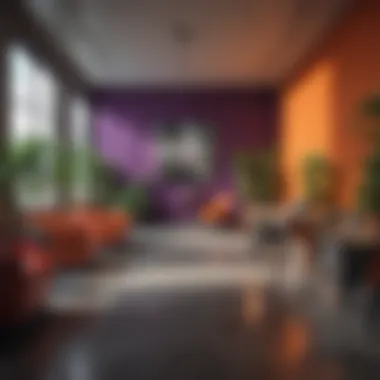 Modern workspace with vibrant colors fostering creativity