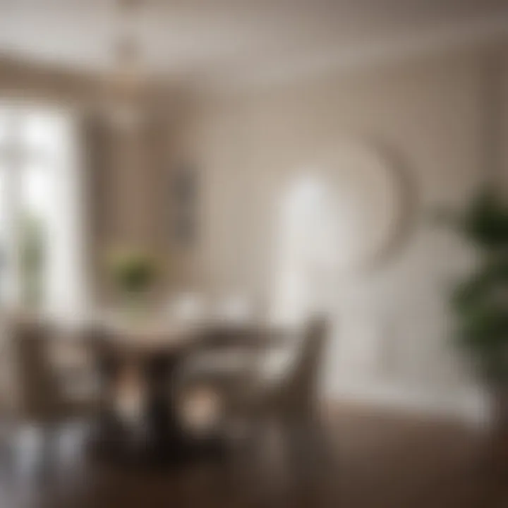 Stylish dining room displaying an eggshell finish