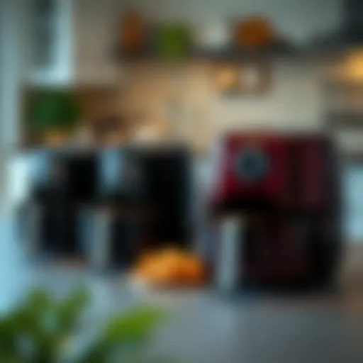 Illustration showing various air fryer sizes