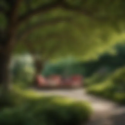 Lush canopy of shade trees in a garden