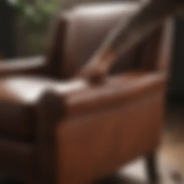 Close-up of leather conditioner being applied on a chair