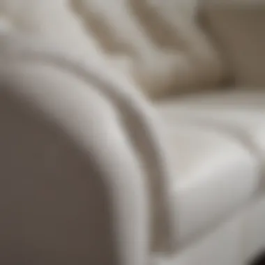 Close-up of a pristine white couch fabric showing texture