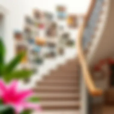 Colorful Family Photo Arrangement on Staircase A colorful display of family photos in a unique staircase design