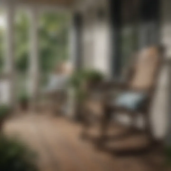 A cozy porch with aesthetically pleasing chairs and decorative elements.