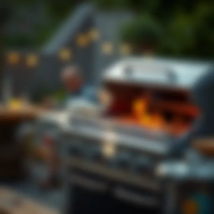 Gas Grill Performance in Action A high-performance gas grill in action during a barbecue