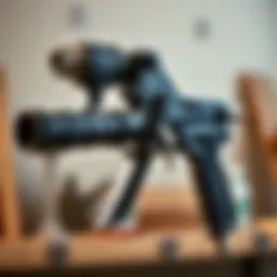 A high-quality paint gun showcasing its features and components