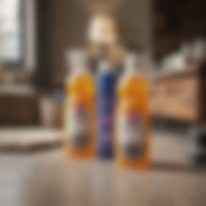 Various carpet cleaners arranged on a table, showcasing their packaging and labels