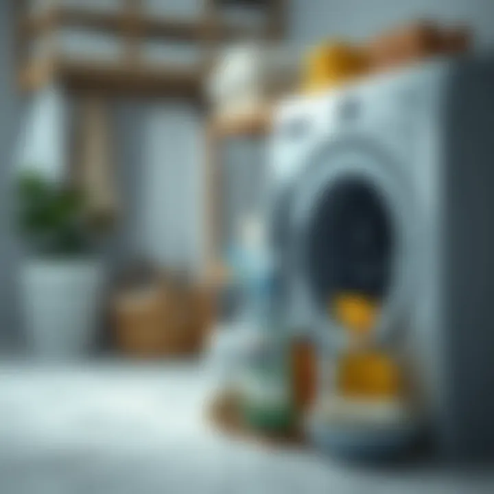Eco-friendly cleaning solutions next to dryer