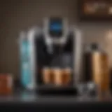 Keurig brewer with water tank and coffee pods