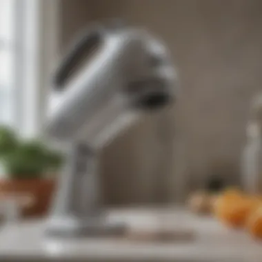 Close-up of a sleek hand mixer showcasing its innovative design.