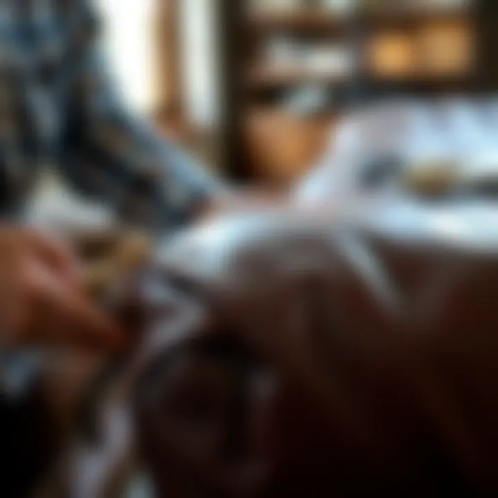 Close-up of leather being expertly handled during the recovery