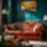 A beautifully recovered leather sofa showcasing vibrant color and texture