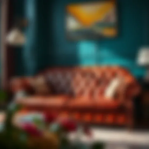 A beautifully recovered leather sofa showcasing vibrant color and texture